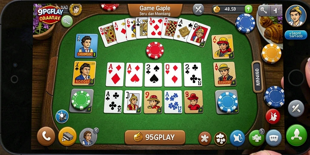 Screenshot gameplay 95PGPLAY yang menampilkan momen seru bermain Gaple.