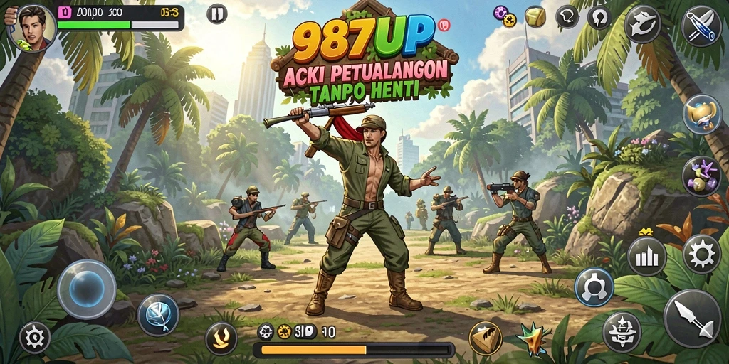 Screenshot gameplay 987UP yang menampilkan aksi seru dan karakter beragam.
