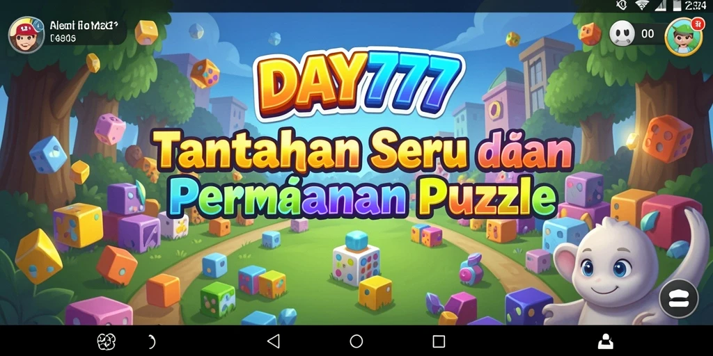 Tampilan gameplay DAY777 menampilkan tantangan Puzzle yang menarik dan penuh warna.
