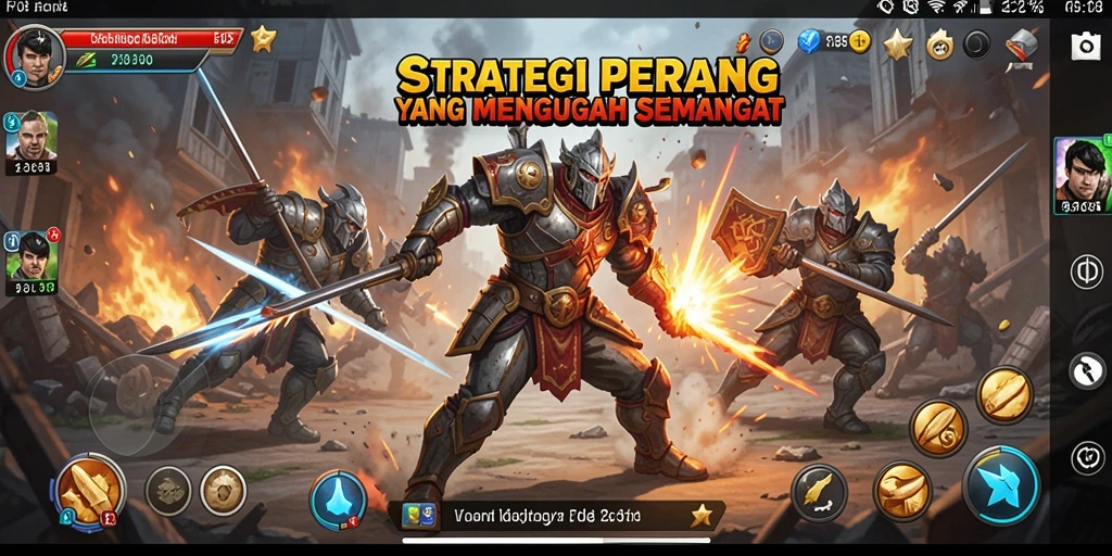 Menampilkan aksi pertempuran epik dan strategi yang dinamis.
