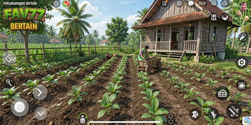 Screenshot FAV77 menampilkan petualangan bertani yang seru.