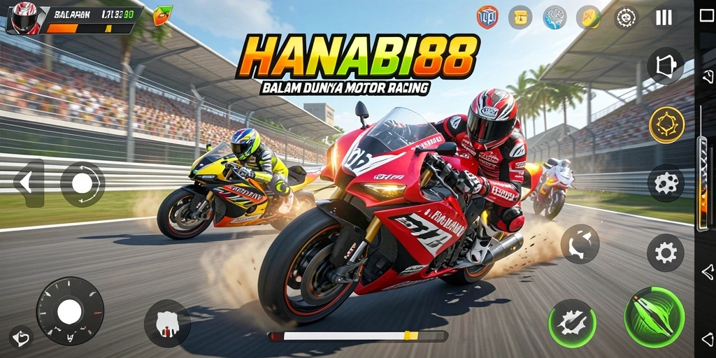 Tampilan gameplay seru di dunia balapan motor.