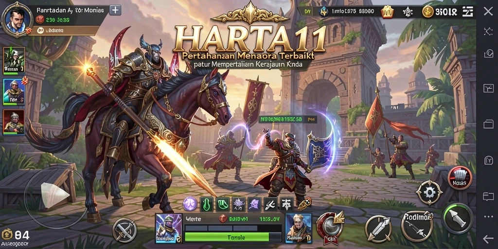 Gameplay HARTA11 menampilkan pertahanan menara yang strategis dan mendebarkan.