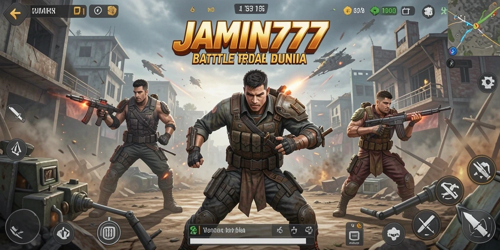 Tampilan aksi seru dalam game Battle Royale JAMIN777.