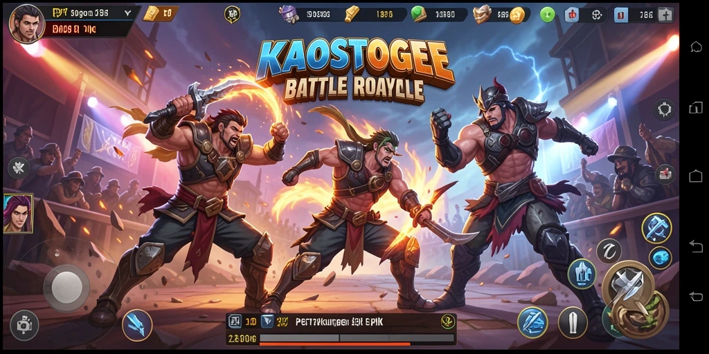 Screenshot KAOSTOGEL menunjukkan aksi mendebarkan dalam permainan Battle Royale.
