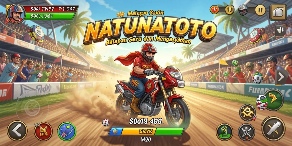 Tampilan gameplay balapan penuh adrenalin di NATUNATOTO.