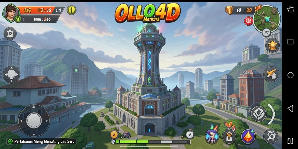 Tampilan gameplay OLLO4D yang mendebarkan dalam pertahanan menara.
