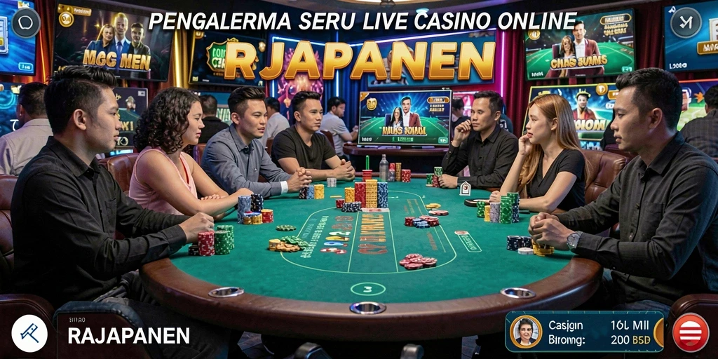 Tampilan seru gameplay Live Casino RAJAPANEN dengan dealer langsung.