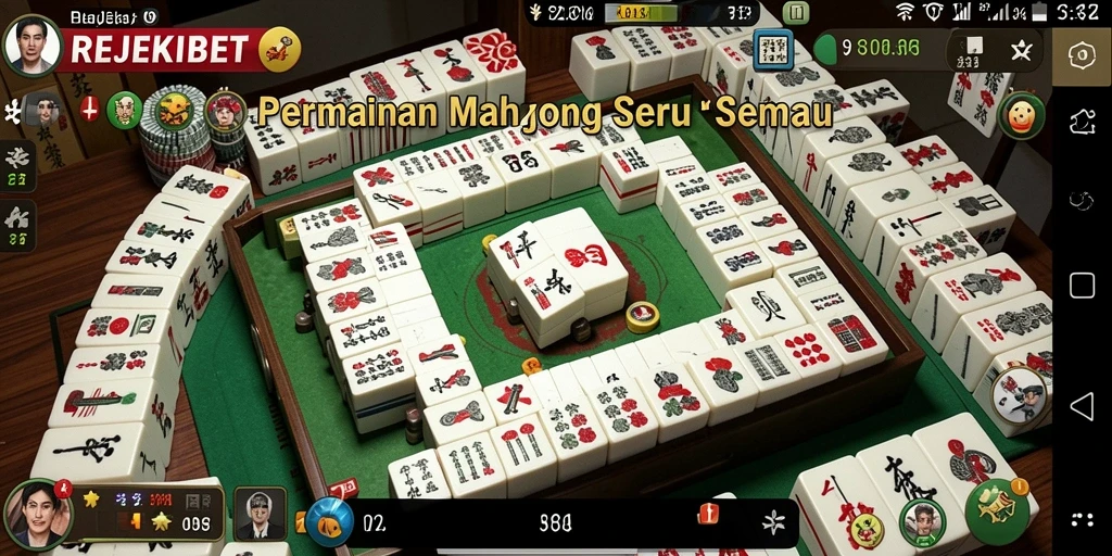 Tampilan menarik dari gameplay Mahjong REJEKIBET dengan ubin-ubin berwarna.