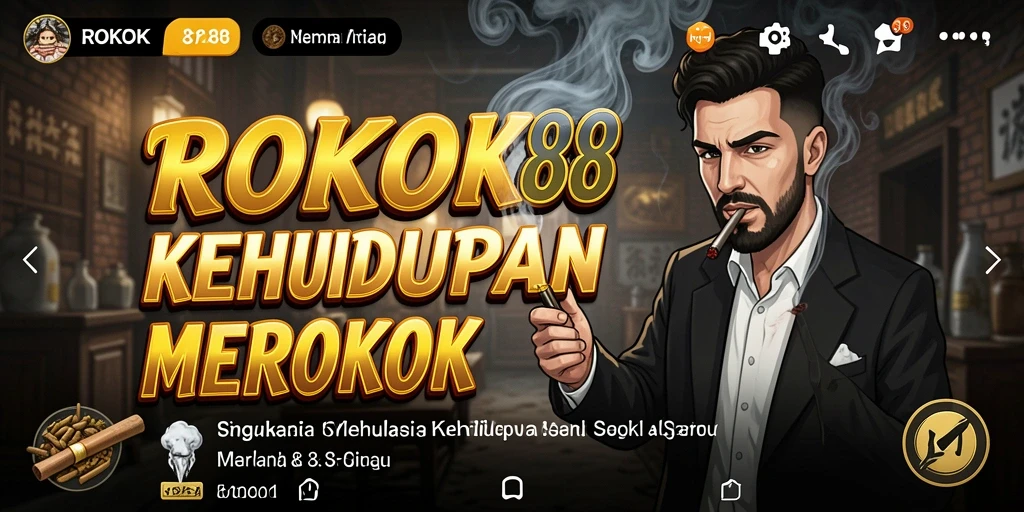 Tampilan utama ROKOK88 menunjukkan gameplay merokok yang interaktif dan realistis.