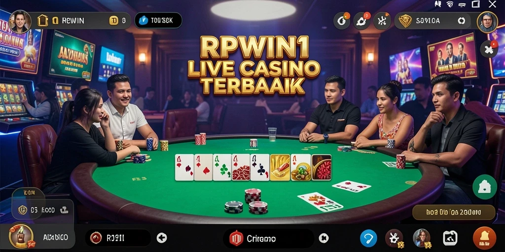 Screenshot gameplay Live Casino RPWIN1 menampilkan dealer yang profesional.