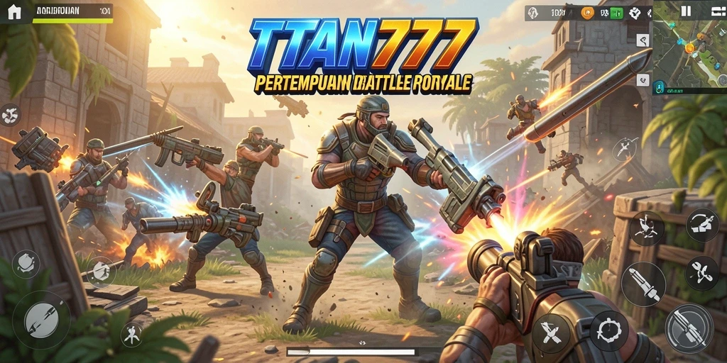Tampilan gameplay intens dari TITAN777 dalam pertarungan Battle Royale.