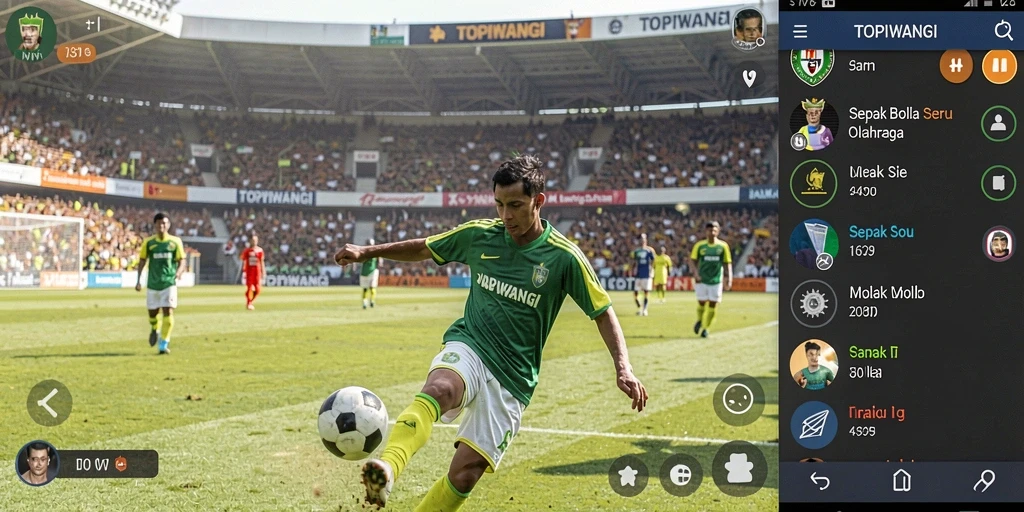 Gameplay seru di TOPIWANGI dengan aksi sepak bola yang mendebarkan.
