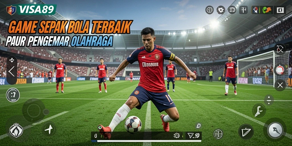 Gameplay VISA89 yang menegangkan dengan aksi sepak bola nyata.