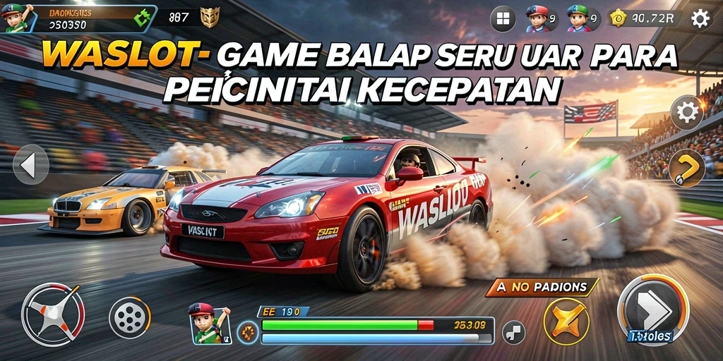 Tampilan gameplay WASLOT dengan aksi balap yang seru dan menegangkan.